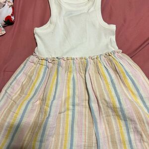 Cat & Jack White and Pastel Striped Kids Dress